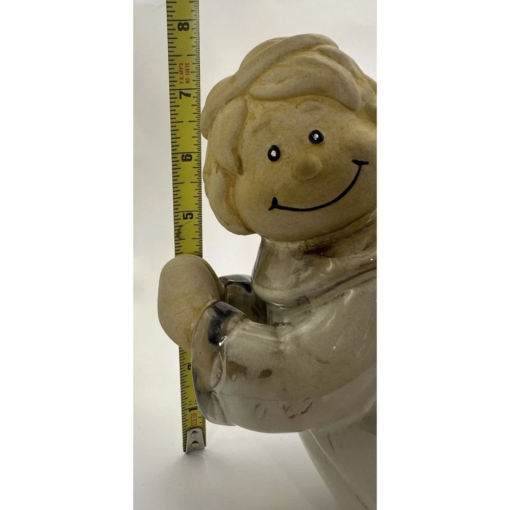Vtg Ceramic Angel Elevated Serving Dish Candle Holder,  Christmas Folk Art Decor